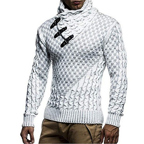 

Men's Color Block Long Sleeve Pullover Sweater Jumper, Turtleneck Fall / Winter Black / White / Dark Gray US32 / UK32 / EU40 / US34 / UK34 / EU42 / US36 / UK36 / EU44