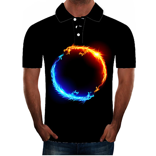 

Men's Daily Going out Street chic / Exaggerated Polo - Color Block / 3D / Graphic Black