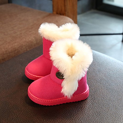 

Girls' Snow Boots Pigskin Boots Big Kids(7years ) Fuchsia / Pink / Beige Winter / Mid-Calf Boots