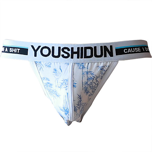 

Men's Print Briefs Underwear - Normal Mid Waist Black Light Blue White M L XL