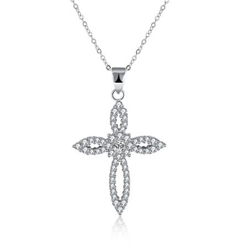 

Women's Cubic Zirconia Pendant Necklace Geometrical Cross Fashion Imitation Diamond S925 Sterling Silver White 405 cm Necklace Jewelry 1pc For Gift Daily