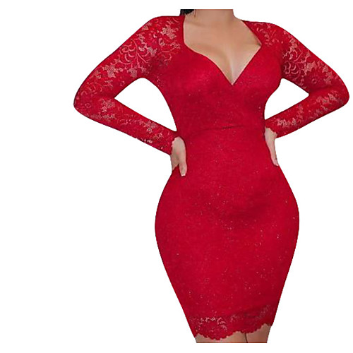 

Women's Sheath Dress - Solid Colored Black Blue Red S M L XL