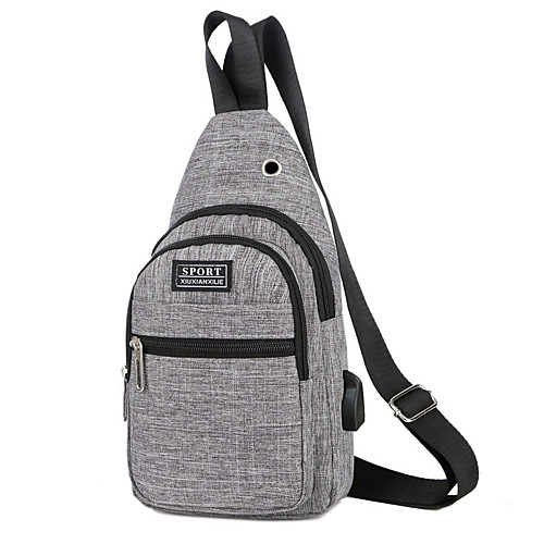 

Men's Zipper Canvas / Nylon Sling Shoulder Bag Blue / Black / Gray