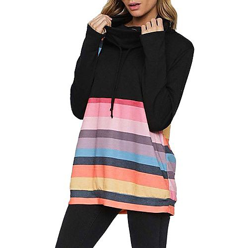 

Women's Casual Sweatshirt - Color Block / Rainbow Black S