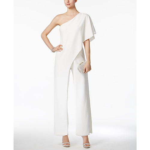 

Комбинезон На одно плечо До щиколотки Джерси Платье для подружек невесты с Оборки