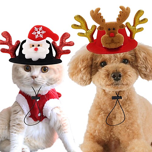 фото Собаки коты шляпы, колпаки, банданы аксессуары для создания прически платки и шапочки зима одежда для собак золотой красный костюм хаски корги гончая полиэстер рождество северный олень lightinthebox