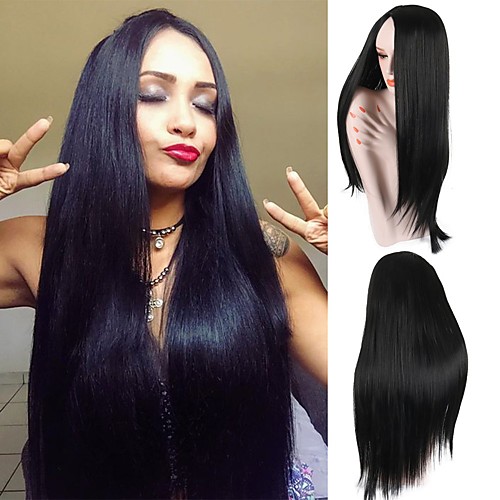 

Synthetic Wig Straight Kardashian Middle Part Wig Long Black#1B Synthetic Hair 26inch Women's Cosplay Adjustable Heat Resistant Black / Natural Hairline / African American Wig