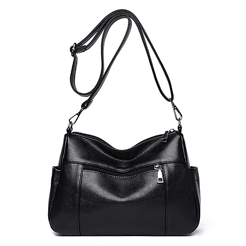 

Women's Zipper Faux Leather / PU Crossbody Bag Solid Color Black
