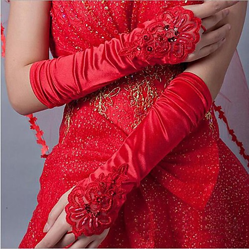 

Spandex Fabric Elbow Length Glove Gloves With Beading / Solid / Trim