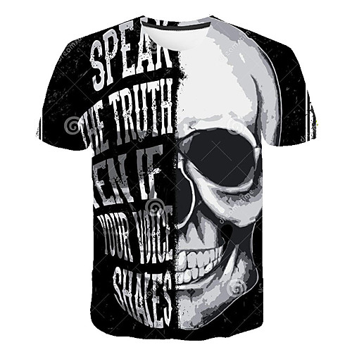 

Men's Daily Going out Vintage T-shirt - 3D / Skull Print Black