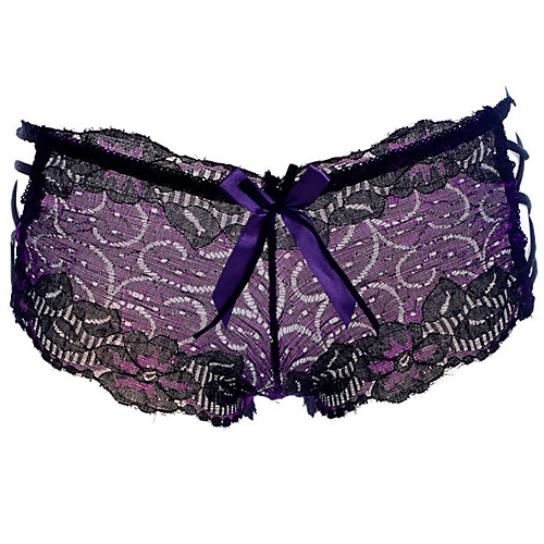 

Women's Lace Briefs - Normal Low Waist Black Purple Fuchsia One-Size