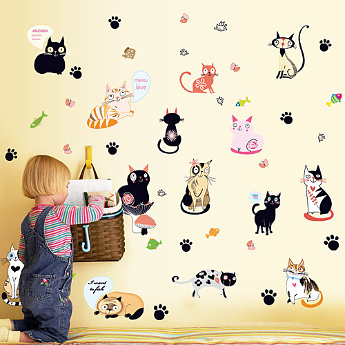 

SK7093 Cute Cat Story Kids Room Bedroom Cabinets Background Wall Decoration Wall Stickers