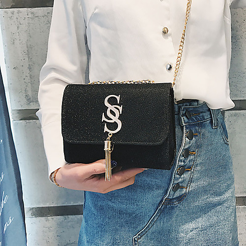 

Women's Chain / Tassel Satin Crossbody Bag Solid Color Black / Blue / Red