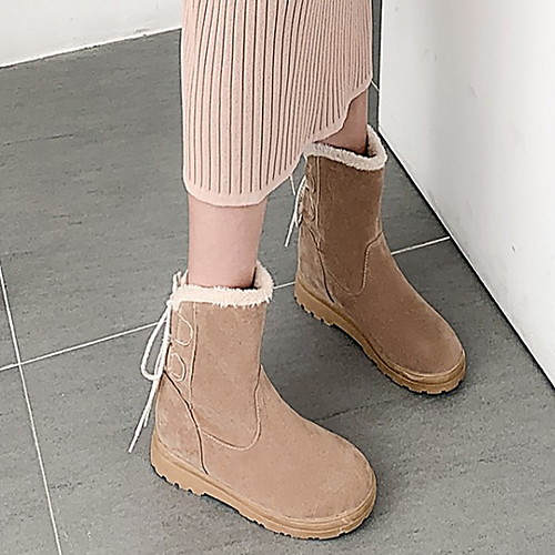 

Women's Boots Flat Heel Round Toe Suede Booties / Ankle Boots Winter Black / Brown / Khaki