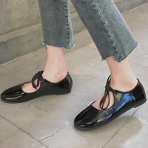 

Women's Flats Flat Heel Round Toe PU Spring & Summer Black / Wine