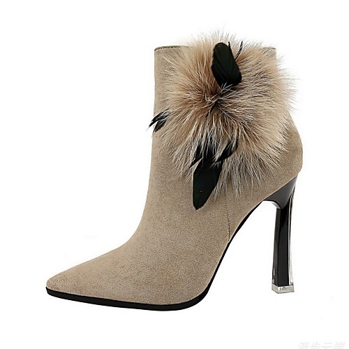 

Women's Boots Stiletto Heel Pointed Toe Suede Winter Black / Purple / Khaki