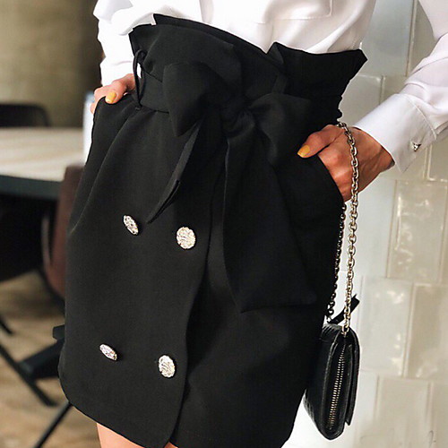 

Women's A Line Skirts - Solid Colored Black S M L