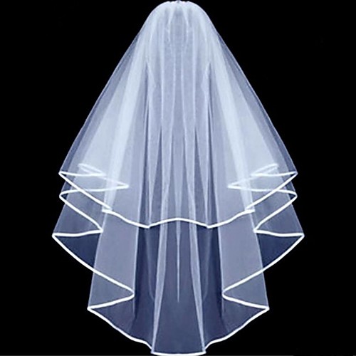 

Two-tier Classic & Timeless Wedding Veil Elbow Veils with Solid Tulle