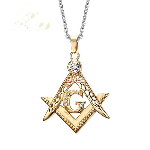 

Men's Cubic Zirconia Pendant Necklace Geometrical Totem Series Fashion Titanium Steel Gold 50 cm Necklace Jewelry 1pc For Daily Holiday