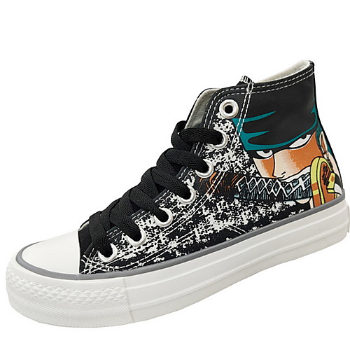 

Women's Sneakers Flat Heel Round Toe Canvas Winter Black / White