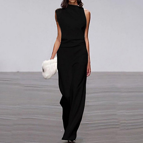 

Women's Black Wine White Jumpsuit, Solid Colored S M L