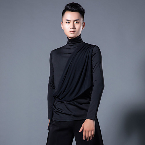 

Latin Dance Tops Men's Training / Performance Polyester Split Joint Long Sleeve Natural Top