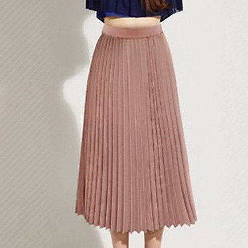 

Women's A Line Skirts - Solid Colored Pleated Blushing Pink S M L