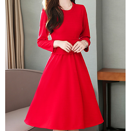 

Women's Sheath Dress - Solid Colored Black Wine Red M L XL XXL