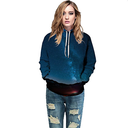 

Women's Active / Street chic Hoodie - Geometric / Color Block / 3D Rainbow L