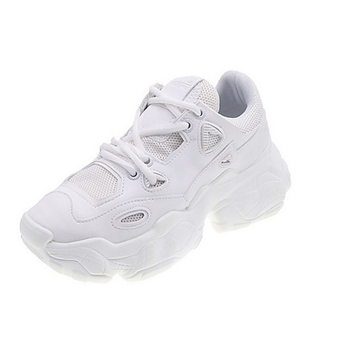 

Women's Athletic Shoes Flat Heel Round Toe PU Running Shoes Winter White