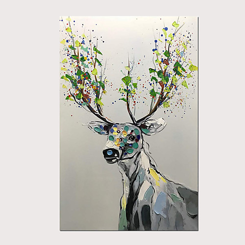 

Oil Painting Hand Painted - Abstract Animals Modern Stretched Canvas