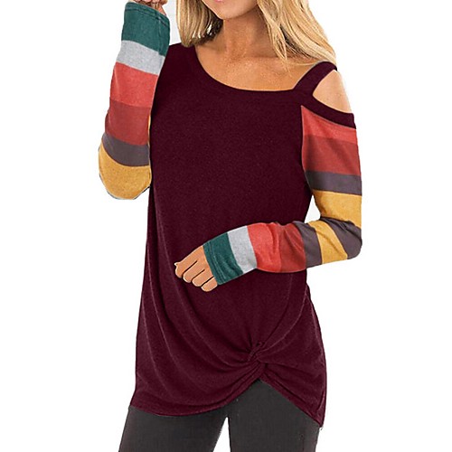 

Women's Daily T-shirt - Striped Black
