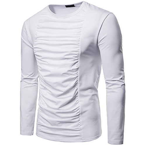

Men's Daily EU / US Size T-shirt - Solid Colored Round Neck Black / Long Sleeve
