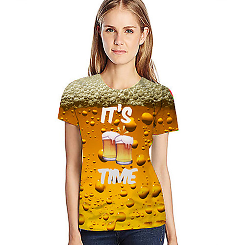

Women's Daily Exaggerated T-shirt - 3D Yellow