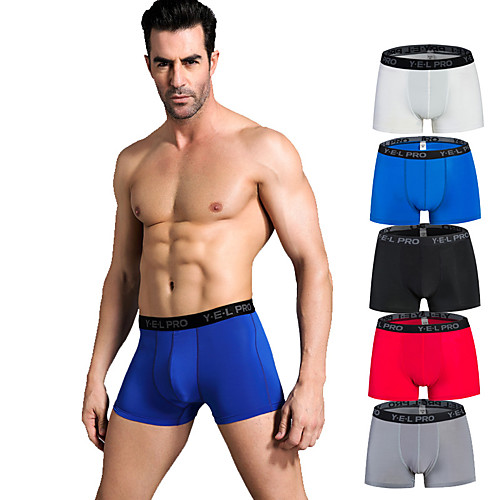 

YUERLIAN Men's Sports Underwear Sport Briefs Running Tight Shorts Mesh Sports Boxer Briefs Underwear Shorts Briefs Running Exercise & Fitness Trail Breathable Quick Dry Soft Plus Size Solid Colored