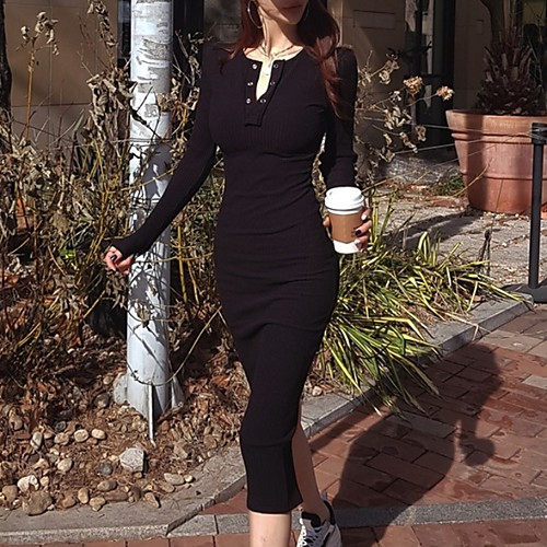 

Women's Birthday Party Party & Evening Sophisticated Bodycon Dress - Solid Colored Black S M L XL