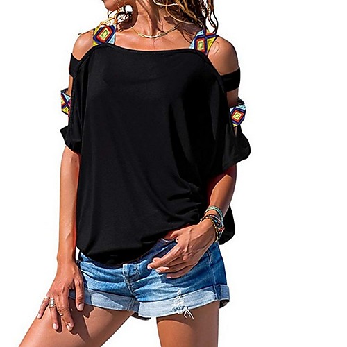 

Women's Daily T-shirt - Solid Colored Black