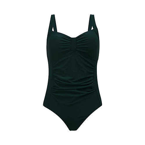 

Women's Basic Green One-piece Swimwear - Solid Colored Bow S M L Green