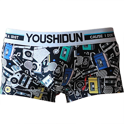 

Men's Basic Boxers Underwear - Normal Mid Waist Black Light Blue White M L XL