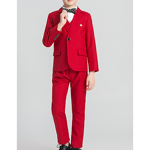 

Burgundy / Gray Polyester Ring Bearer Suit - 1 Piece Includes Coat / Vest / Shirt