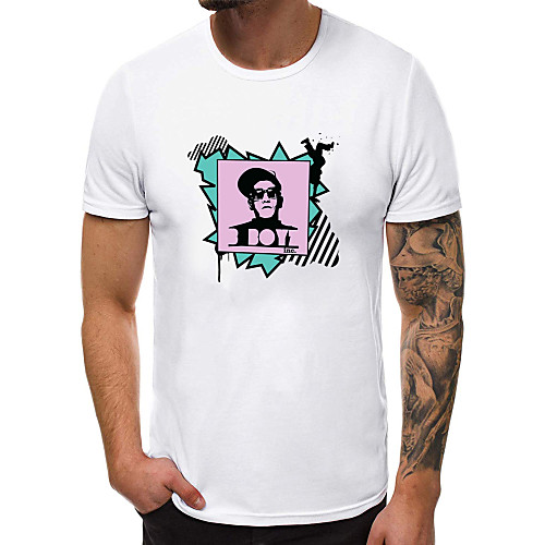 

Men's Daily Basic T-shirt - Geometric / Color Block Print Black