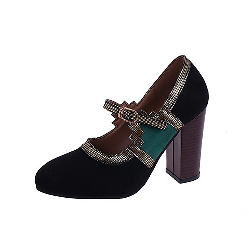 

Women's Heels Chunky Heel Round Toe PU Spring & Fall Black / Red / Blue