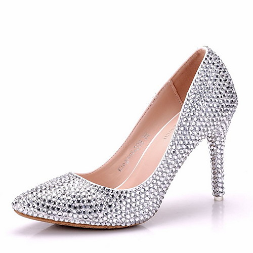 

Women's Wedding Shoes Stiletto Heel Pointed Toe PU Fall & Winter White