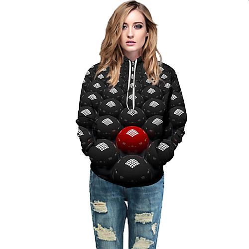 

Women's Active / Street chic Hoodie - Geometric / Color Block / 3D Black L