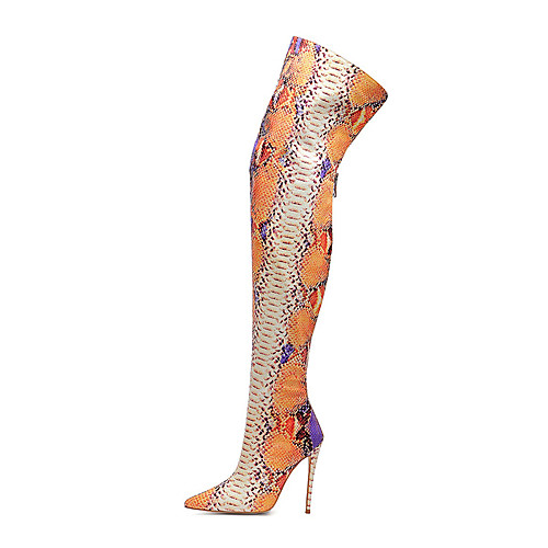 

Women's Boots Stiletto Heel Open Toe Synthetics Knee High Boots Sweet / Minimalism Summer / Spring & Summer Orange / Blue / Gray / Wedding / Party & Evening