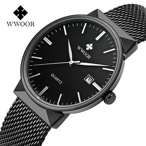 

WWOOR Steel Band Watches Quartz Modern Style Stylish 30 m Calendar / date / day Casual Watch Large Dial Analog Classic Fashion - Black Gold Silver