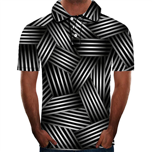 

Men's Daily Holiday Street chic / Exaggerated Polo - Color Block / 3D / Graphic Print Black