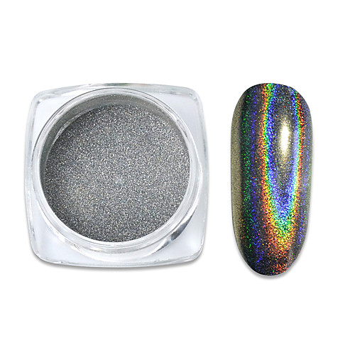 

0.5g/box Rainbow Holographic Nail Glitter Powder Mirror Pigment Chrome Shining Silver Nail Dust for Nail Tips Nail Art Decoration