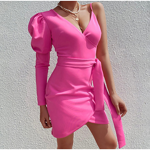 

Women's Sheath Dress - Solid Colored Black Fuchsia S M L