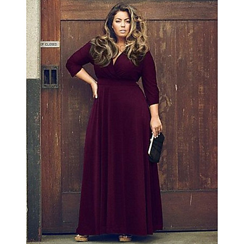 

Women's Shift Dress - Solid Colored Black Purple Red L XL XXL XXXL
